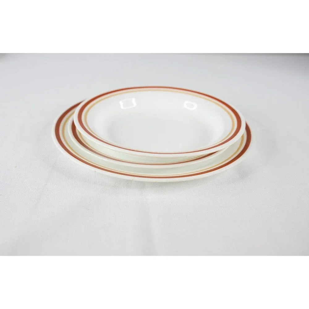 Vintage Corelle Dinnerware Set Cinnamon‎ Chestnut White Orange 16pc plates bowls